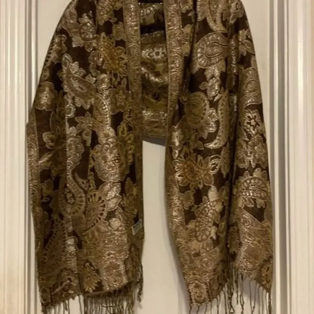 Rare Vintage Double Sided Pashmina Shawl‎ Hand Embroidery